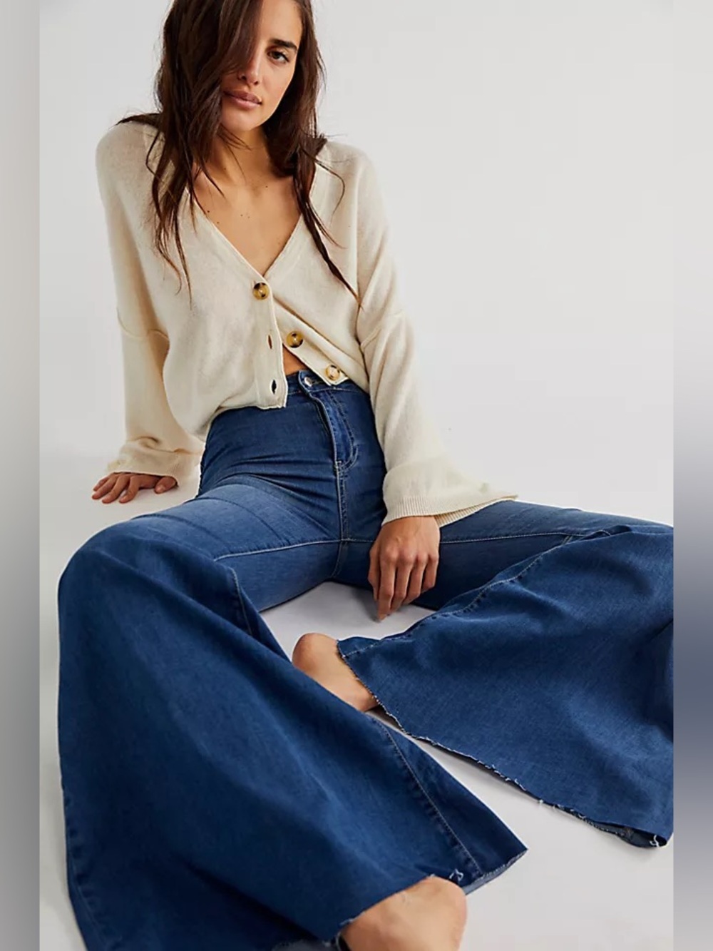 Free People Just Float On Flared Denim Jean Size 25